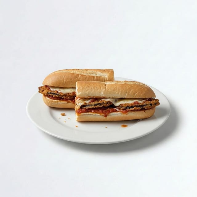 Eggplant Parmigiana Sandwich.